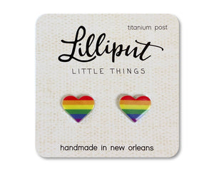 Pride Earrings // LGBTQ+ Pride Flag Earrings: Rainbow Heart Gay Pride