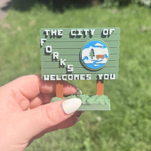 3d Printed Forks, Wa Twilight Inspired Sign: Small (3 inches) / The City of Forks Welcomes You