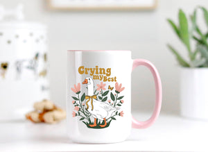 Goose Ceramic Mug : Pink Handle + Inside / 15oz / Horrors persist
