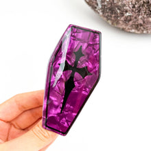 Vampire Coffin Print Halloween Claw Clip–Spooky Gothic Style: Purple