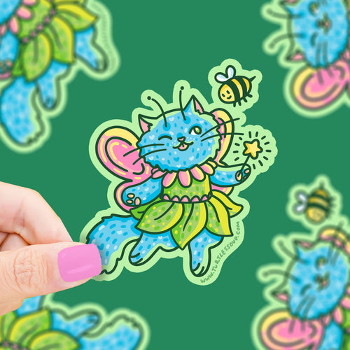Fairy Kitty Whimsical Fairycore Cottage Cat Vinyl Sticker