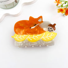 🦊 Cozy Fox & Maple Leaf Hair Claw – Autumn Acetate Charm 🍁: Orange