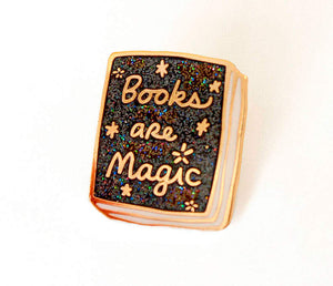Ideal Bookshelf: Books Are Magic Pin - Black Glitter