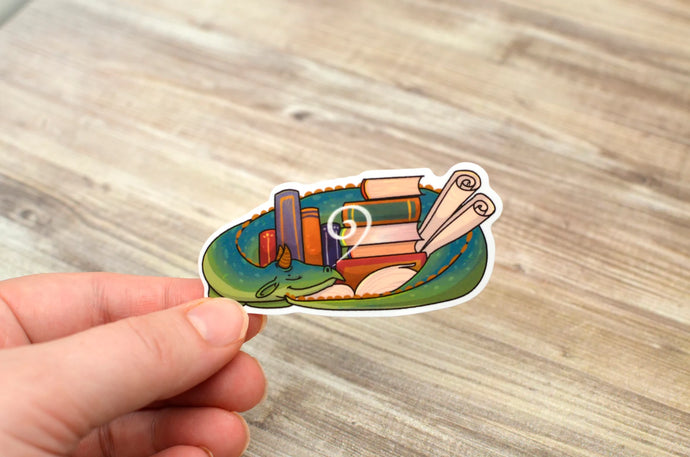 Dragon With Books Sticker
