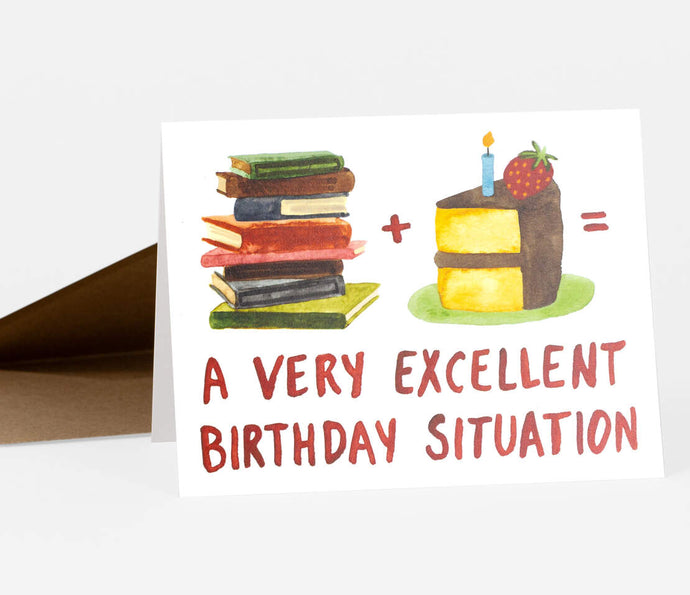 Books + Cake = A Very Excellent Birthday Situation Card