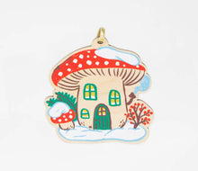 Phoebe Wahl Winter Mushroom House Wooden Ornament