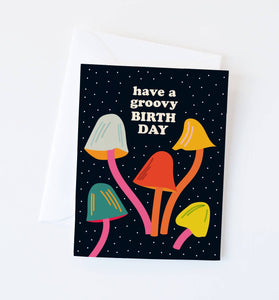 mushroom card sleeves Groovy mushroom birthday card: Cello sleeve – Maggie Mae's Bookshop