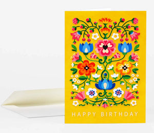 Yellow Flowers Happy Birthday Card