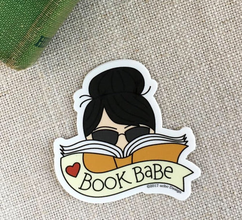 Book Babe Black Hair Vinyl Sticker