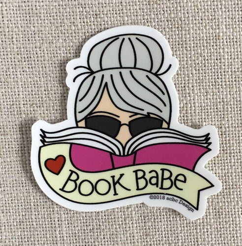 Book Babe Gray Hair Sticker