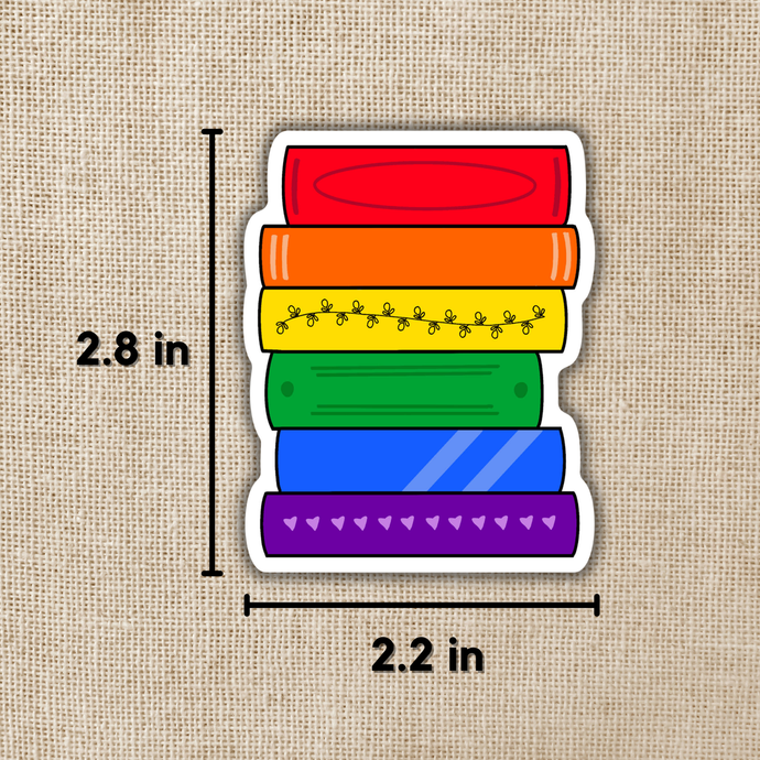 Gay Pride Book Stack Flag Sticker